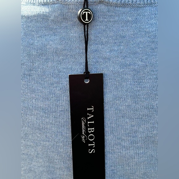 NWT TALBOTS cable knit blue heather sweater sMP cotton/poly/wool blend Soft! - Picture 5 of 6